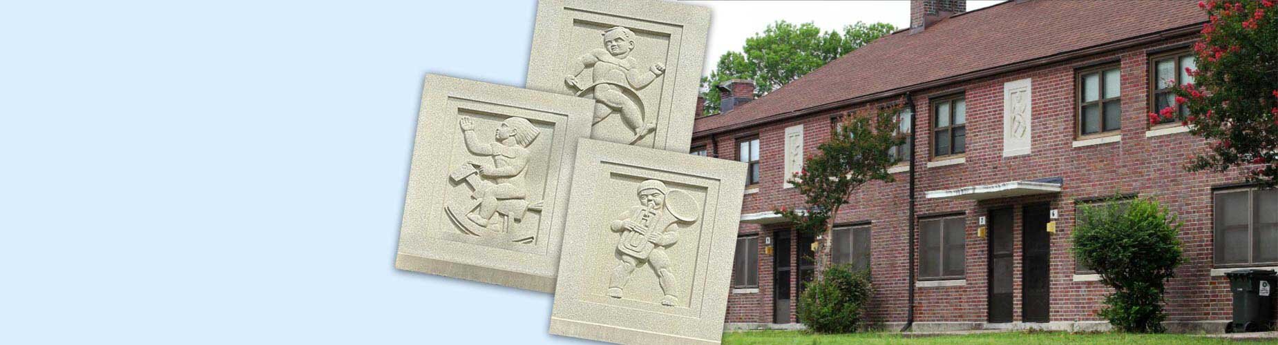 Bas relief decorations from Trent Court facility